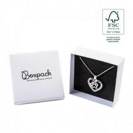 Caja eco FSC® de carton para colgante, anillo y pendientes interior espuma de joyeria bisuteria 86x86x33Mm F81