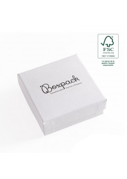 Caja eco FSC® de carton para colgante, anillo y pendientes interior carton de joyeria bisuteria 86x86x33Mm F81