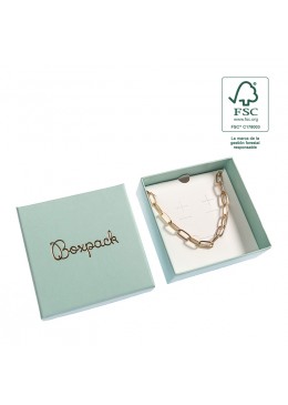 Caja eco FSC® de carton para colgante, anillo y pendientes interior carton de joyeria bisuteria 86x86x33Mm F81