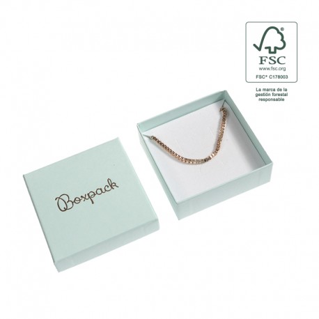 Caja eco FSC® de carton para colgante, anillo y pendientes interior espuma de joyeria bisuteria 86x86x33Mm F81