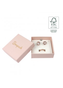 Caja eco FSC® de carton para colgante, anillo y pendientes interior espuma de joyeria bisuteria 86x86x33Mm F81