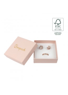 Caja eco FSC® de carton para colgante, anillo y pendientes interior espuma de joyeria bisuteria 86x86x33Mm F81