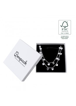 Caja eco FSC® de carton para collar o aderezo interior espuma de joyeria bisuteria 120x120x35Mm F17