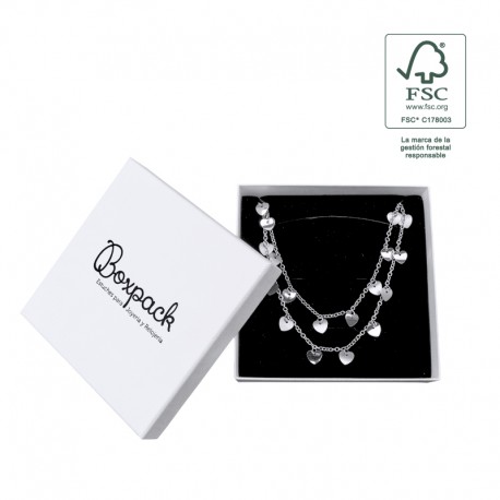 Caja eco FSC® de carton para collar o aderezo interior espuma de joyeria bisuteria 120x120x35Mm F17