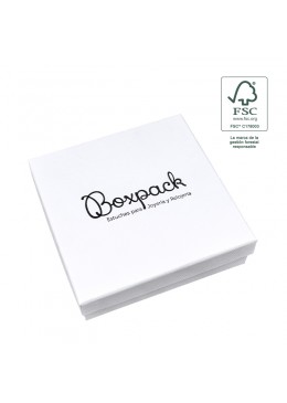 Caja eco FSC® de carton para collar o aderezo de joyeria bisuteria 120x120x35Mm F17