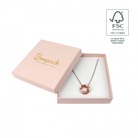 Caja eco FSC® de carton para collar o aderezo interior espuma de joyeria bisuteria 120x120x35Mm F17