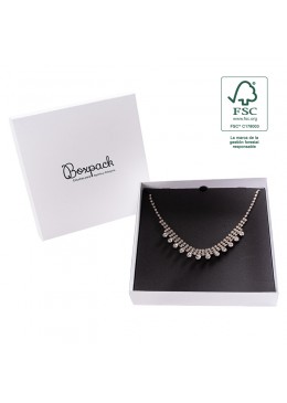 Caja eco FSC® de carton para collar o aderezo interior carton de joyeria bisuteria 167x167x33Mm F18