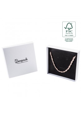 Caja eco FSC® de carton para collar o aderezo interior espuma de joyeria bisuteria 167x167x33Mm F18