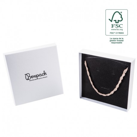 Caja eco FSC® de carton para collar o aderezo interior espuma de joyeria bisuteria 167x167x33Mm F18