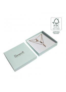 Caja eco FSC® de carton para collar o aderezo interior espuma de joyeria bisuteria 167x167x33Mm F18
