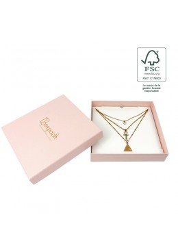 Caja eco FSC® de carton para collar o aderezo interior carton de joyeria bisuteria 167x167x33Mm F18