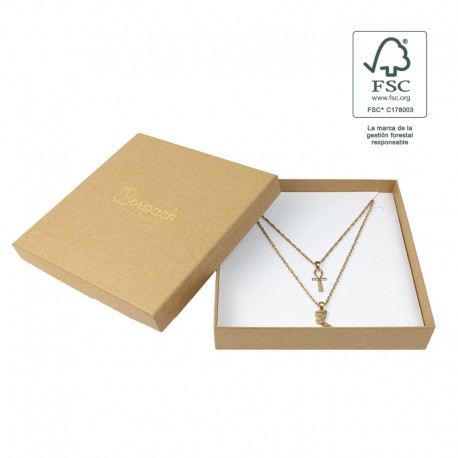 Caja eco FSC® de carton para collar o aderezo interior espuma de joyeria bisuteria 167x167x33Mm F18