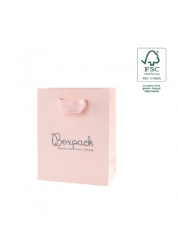 Bolsa de papel ecologica FSC rosa cuarzo para joyeria bisuteria y relojeria FE-B-M