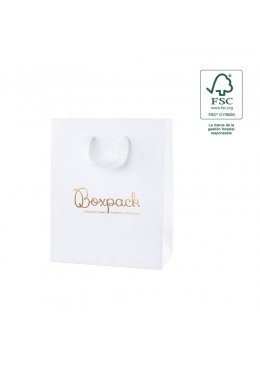 Bolsa de papel ecologica FSC blanca para joyeria bisuteria y relojeria FE-B-M-B