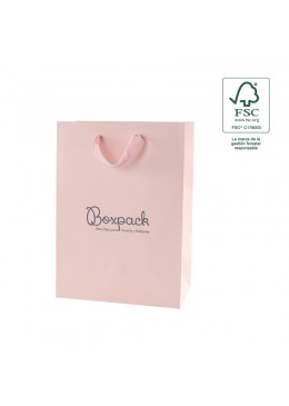 Bolsa de papel ecologica FSC rosa cuarzo para joyeria bisuteria y relojeria FE-B-L-RC