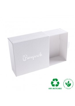 	SR-3 CAJA ECOLOGICA UNIVERSAL BLANCA 90x87x40 Mm. ABIERTA MARCADA EN PLATA BRILLO