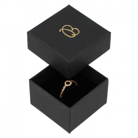 Caja de carton forrada de papel para anillo sortija de joyeria y bisuteria EP-42-N