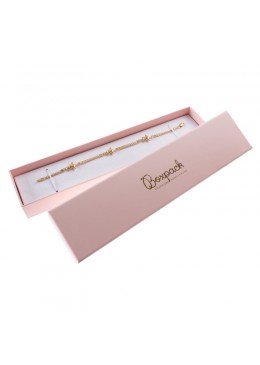 Caja de cartón rosa cuarzo pulsera extendida de joyería bisutería y joyas PI-51