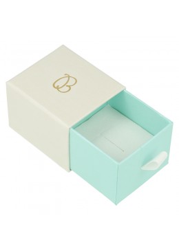 CAJA PARA SORTIJA O PENDIENTES 55x50x42 Mm BLANCA Y AGUAMARINA SG-1-B-AQ