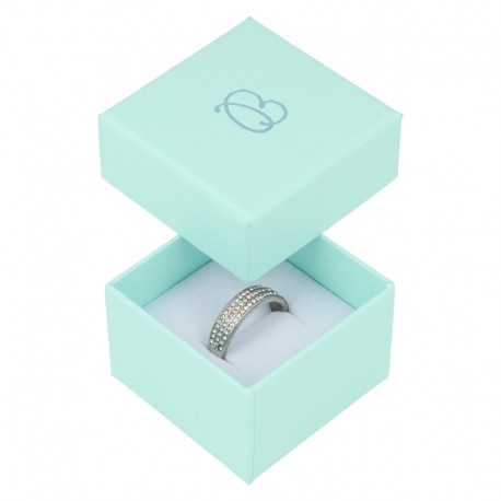 Caja de cartón para anillo sortija de joyería y bisutería color aguamarina AQ-42