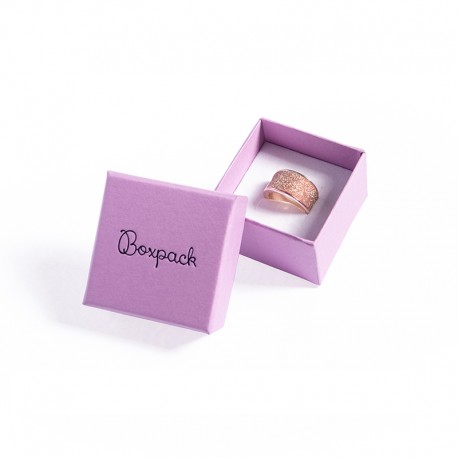 Caja de cartón para anillo o pendientes color morado 51x51x33mm LV-42