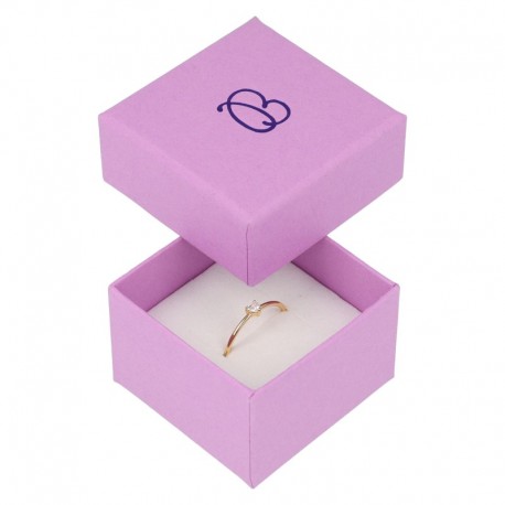Caja de cartón para anillo o pendientes color morado 51x51x33mm LV-42