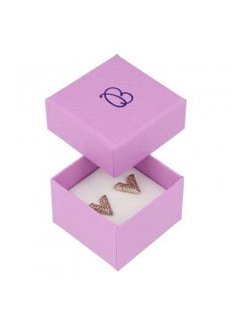 Caja de cartón para anillo o pendientes color morado 51x51x33mm LV-42