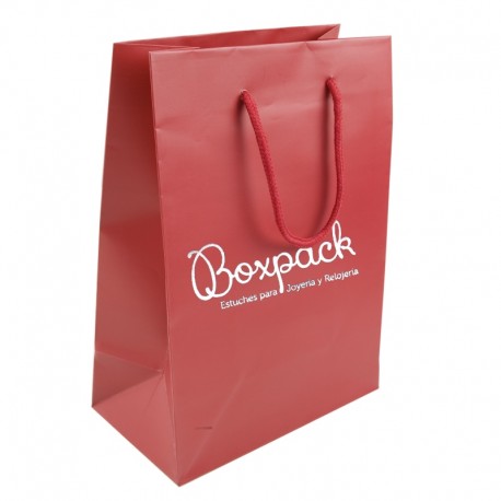 Bolsa de papel mate para joyeria bisuteria y relojeria rojo O-B-L