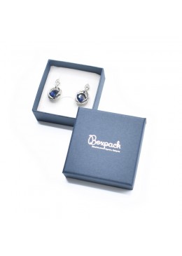 Caja de carton azul para juego colgante sortija anillo y pendientes de joyeria y bisuteria EP-61-A