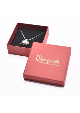 Caja de carton roja para juego colgante sortija anillo y pendientes de joyeria y bisuteria EP-81-r