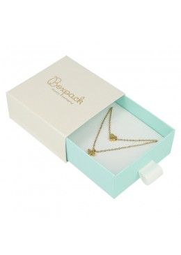 CAJA PARA PENDIENTES Y COLGANTE 90x87x40 Mm BLANCA Y AGUAMARINA SG-3-BA