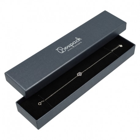 Caja de carton gris efecto perlado para pulsera de joyeria bisuteria y joyas 235x54x26 mm Q-51-G