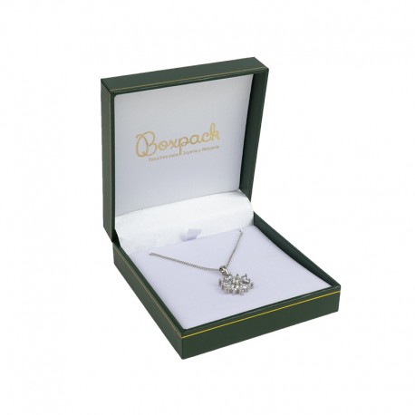 Estuche verde forrado de imitacion piel para colgante de joyeria bisuteria y joyas J-09-C-V
