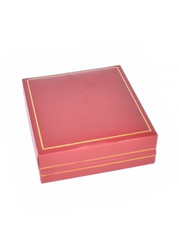 Estuche rojo forrado de imitacion piel para juego de gemelos y sujeta corbata de joyeria bisuteria y joyas J-09-GS-R