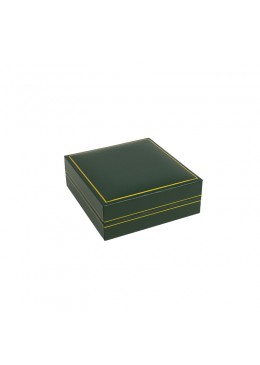 Estuche verde forrado de imitacion piel para juego de gemelos y sujeta corbata de joyeria bisuteria y joyas J-09-GS-V