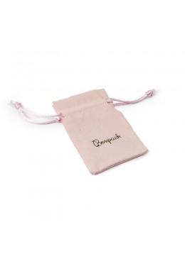 Bolsa de suede rosa empolvado con cierre de cordones para joyeria y bisuteria 65x95mm