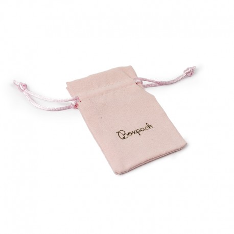 Bolsa de suede rosa empolvado con cierre de cordones para joyeria y bisuteria 65x95mm