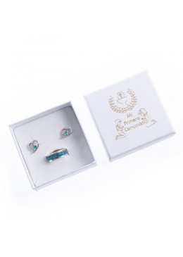 Caja de carton de comunion para anillo pendientes colgante de joyeria bisuteria joyas CMP61