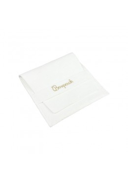Bolsa microfibra blanco cierre de solapa y cinturon 79x79 Mm. M-402