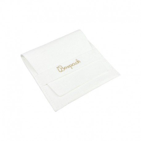 Bolsa microfibra blanco cierre de solapa y cinturon 79x79 Mm. M-402