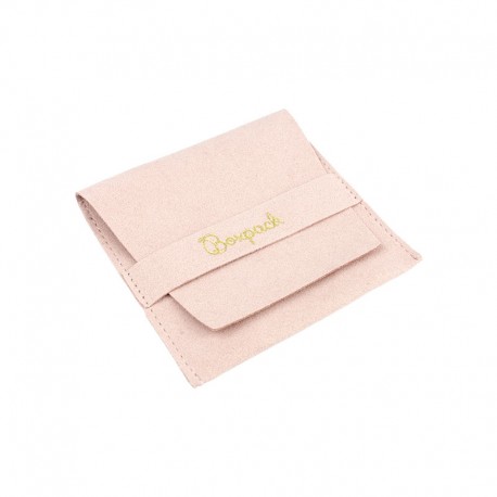 Bolsa microfibra rosa empolvado cierre de solapa y cinturon 79x79 Mm. M-402