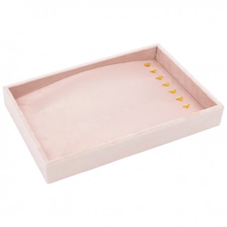 Bandeja forrada en velvet rosa para pulseras o collares de joyeria bisuteria y joyas