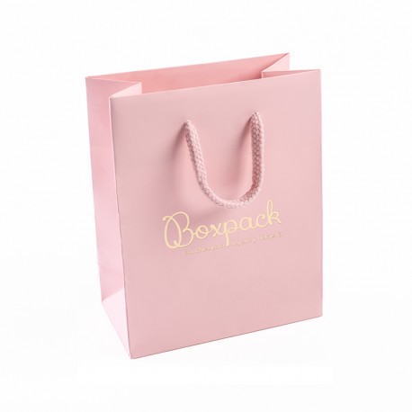 Bolsa de papel mate rosa cuarzo para joyeria bisuteria y relojeria B-M