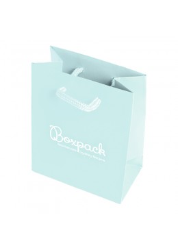 Bolsa azul baby de papel mate para joyeria bisuteria y relojeria B-M