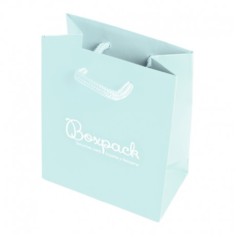 Bolsa azul baby de papel mate para joyeria bisuteria y relojeria B-M