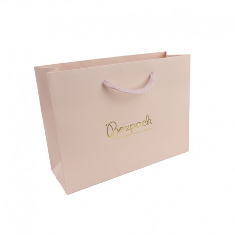 Bolsa rosa cuarzo de papel mate para joyeria bisuteria y relojeria B-MA