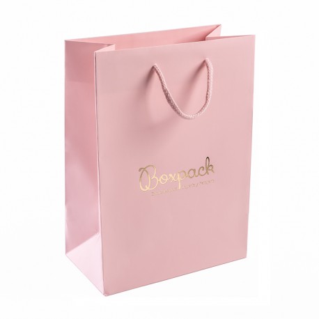 Bolsa rosa cuarzo de papel mate para joyeria bisuteria y relojeria B-L