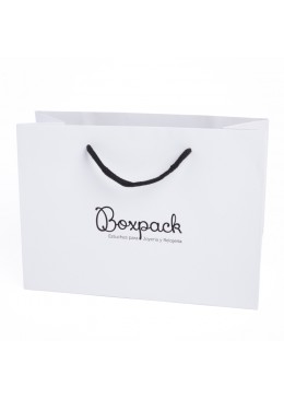 Bolsa blanca asa negra de papel mate para joyeria bisuteria y relojeria B-LA