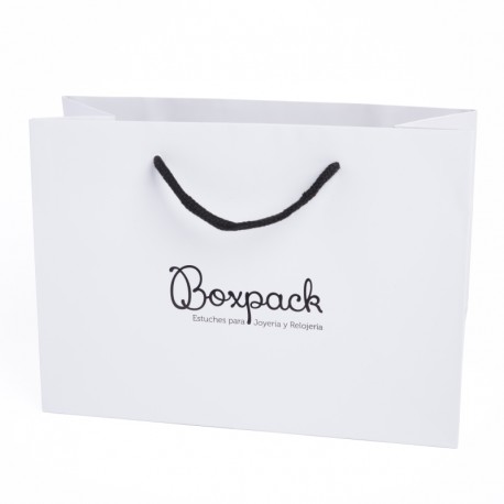 Bolsa blanca asa negra de papel mate para joyeria bisuteria y relojeria B-LA