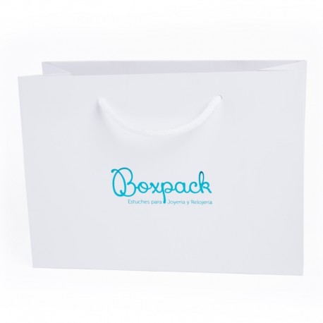 Bolsa blanca asa blanca de papel mate para joyeria bisuteria y relojeria B-LA